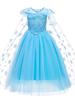 Vestido de Princesa Elsa sin Mangas Frozen Elsa Vestido de Niña Azul Falda Abullonada Dropshipping Transfronterizo
