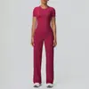 Ropa Deportiva de Ocio al Aire Libre tipo Nube de Manga Corta para Yoga de Cintura Alta Levanta Glúteos Pierna Recta Pierna Ancha de Secado Rápido Traje para Correr Ropa de Fitness