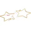 Pendientes de Acero Inoxidable con Baño de Vacío Forma de Estrella Grande Corazón Cruzado Pendientes de Moda DIY Accesorios de Joyería al por Mayor