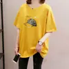 Roupas Femininas Plus Size para Mulheres de Meia-Idade e Idosas Gordas MM Tamanho Extra Grande Comércio Exterior Camiseta de Manga Curta Feminina Top Solto de Comprimento Médio para Cobrir a Gordura