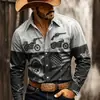 Camisa de manga larga para hombre estilo americano con estampado de plumas aztecas y patrón de flecha solar del suroeste, cuello casual de botones, disponible en piezas individuales