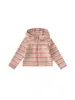 Coleção de outono Bangxuan para crianças: top infantil de corte justo com listras contrastantes, camisa de manga comprida com zíper para bebês meninas e jaqueta com capuz para meninas