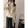 Suéter de Punto de Cuello Alto Estilo Coreano de un Solo Botón con Mangas Largas para Mujer 2025 Otoño e Invierno Nuevo Top de Moda de Alta Gama Elegante y Relajado
