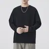 Camiseta de manga larga retro americana de carbono pesado cepillado para hombre, nuevo estilo de otoño, corte holgado, camiseta base agradable a la piel, top sudadera