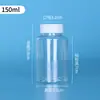 Botella de plástico de 30 ml/50 ml, botella cuadrada pequeña, botella dispensadora con tapa de cápsula transparente, botella pequeña de PET de grado alimenticio de boca ancha para medicamentos