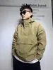 Chamarra de media cremallera chaqueta de trabajo para hombre primavera y otoño nueva casual versátil con capucha guapa impermeable chaqueta para exteriores