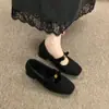 Zapatos de algodón estilo tweed, punta fina, forro de felpa, nueva colección otoño/invierno, tacón grueso, Mary Janes planos con lazo, cálidos