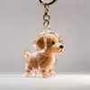 Colgante de Pelo de Mascota Cachorro Lindo Pelo Caja Transparente de Almacenamiento Forma de Gato y Perro Llavero Colgante Creativo