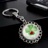 Chaveiro de Trevo de Quatro Folhas Fluorescente, Chaveiro de Bola de Cristal Brilhante da Sorte, Chaveiro Grande de Cristal de Trevo de Quatro Folhas Giratório