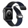 Disponible en stock, compatible con la correa de Apple Watch, iWatch, patrón Crazy Horse, hebilla plegable de succión magnética, correa de reloj inteligente de cuero de silicona.