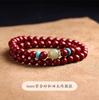 Pulseira de Cinábrio Natural de Alto Teor Feminina Jade Hetian Minério Bruto Areia Dourada Roxa Ano de Nascimento Pulseira de Vários Círculos Joias Estilo Chinês