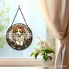 Cachorro Anjo Pingente de Vidro Colorido Ornamento de Vidro para Casa Decoração de Janela Jardim Pegador de Sol