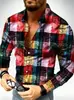 Camisa de manga larga con estampado de cuadros color block de Amazon, camisa casual retro para hombre