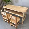 Mesa e cadeira de madeira maciça para jardim de infância, sala de aula, alunos do ensino fundamental e médio, mesa de escrita simples com gaveta, mesa para aula de treinamento, estudo em casa