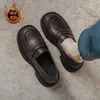 Mocasines de Suela Gruesa para Mujer 2025 Nuevos Zapatos de Plataforma de Primavera Versátiles Negros Estilo Británico Zapatos de Cuero Pequeños Zapatos Slip-On