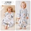 Saco de dormir grueso con contenido de seda para bebés para Otoño e Invierno, Saco de dormir de temperatura constante relleno de algodón de 200 g con piernas separadas para niños con mangas desmontables