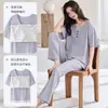 Pijama de Modal con Copas para Mujer Verano Manga Corta Pantalón Largo Falso Dos Piezas Estilo Nuevo 2026 Se Puede Usar Fuera de Casa Conjunto de Ropa
