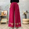Pantalones Anchos Bordados Nuevos de Primavera y Verano Pantalones Étnicos para Mamá Pantalones Anchos Sueltos de Jacquard Chino Pantalones Casuales Retro