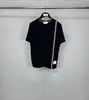 Camiseta Casual de Verão Nova Estilo Lado Tiras Coloridas Vermelhas, Brancas e Azuis Gola Redonda Manga Curta para Homens e Mulheres - Venda Direta da Fábrica