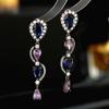 Pendientes de Plata 925 con Aguja, Lujo Ligero, Accesorios para Orejas de Gama Alta, Diseño de Moda, Alargan la Forma del Rostro, Pendientes de Circonita con Forma de Gota Super Brillantes