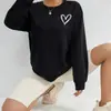 Moletom Pulôver Estampado em Formato de Coração Outono e Inverno Casual Manga Longa Gola Redonda Roupa Feminina