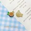 Aleación de Hierro Esmaltado Aceite Goteando Naranja Fresa Cereza Piña Ordinaria Lichi Colgante Colgante DIY Material para Pulsera Collar