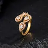 Anillo Abierto de Diseño de Lujo Ligero de Nicho de Estilo Europeo y Americano Transfronterizo Relleno de Circonita Exagerada Joyería para Mujer Que No Se Desvanece