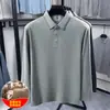 Camiseta de Manga Larga para Hombre Solapa Papá Otoño Invierno Manga Larga Casual Holgada Camisa POLO Capa Base Superior Hombres