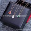 Collar de borlas de calabaza pequeña versión alta para mujer cadena de clavícula gruesa de oro rosa de 18 quilates colgante de ágata roja generación en vivo
