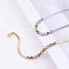Cadena de clavícula de acero de titanio con diamantes de colores para niñas estudiantes, cadena de hueso de serpiente con diamantes, moda coreana, collar corto, pulsera, fabricantes, venta al por mayor
