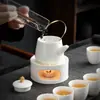 Tetera de Cerámica para Preparar Té Alrededor de la Estufa, Calentador de Té Kung Fu, Dispositivo de Preparación de Té de Una Sola Tetera, Base Calefactora de Vela, Juego Pequeño de Estufa Calentadora de Té