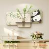 Pintura Decorativa Moderna Minimalista para Restaurante, Plantas Verdes Hidropônicas, Arte de Parede Estilo Fresco para Sala de Estar, Mural de Parede para Fundo de TV com Panda