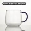 Venta al por mayor de fábrica taza de café de vidrio con asa estilo nórdico taza de leche taza de barriga grande taza transparente para avena desayuno