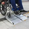 Rampa de Aleación de Aluminio Plateada Sin Barreras Portátil Antideslizante Plegable Escalera Móvil Escalada de Escaleras Almohadilla para Peldaños