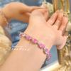 Pulsera de lujo con diamantes rosas y circonitas, ligera y moderna, con incrustaciones de huevo de paloma y diamantes amarillos de alto carbono para mujer.