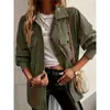 Chaqueta de pana casual y elegante para mujer, transfronteriza europea y americana, de un solo botón, con solapa y bolsillos con solapa, de longitud media