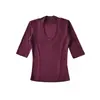 Estilo Deseo Puro Cuello en V Profundo Ajustado Manga Corta Primavera/Verano 2026 Nuevo Versátil Manga Media Ceñidor de Cintura Adelgazante Camiseta Top para Mujer