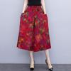 Pantalones de pierna ancha de algodón seda para mujer verano delgados cropped culottes casual Nuevo holgados cintura alta adelgazantes drapeados pantalón falda pierna ancha