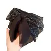 Presilha de rabo de cavalo com laço de rede preto estampado estilo coreano para penteado semi-preso na parte de trás da cabeça, acessório de cabelo elegante e sofisticado