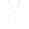 Moda Transfronteriza Europea y Americana Collar Simple en Forma de Y Versátil Temperamento Borla Perla Redonda Cadena de Clavícula Multicapa Cadena para el Pecho para Mujeres