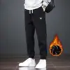 Calça de Veludo Cotelê Tendência Transfronteiriça Masculina Nova Perna Reta Com Forro de Veludo Barra com Punho Design de Bolso Duplo Calça Longa Calça Casual
