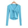 Novo Cardigan de Tricô Longo com Decote V Estilo Spice Girl Cor Rosa para Mulheres Europeias e Americanas Verão W22483