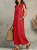 Vestido de verano con volantes y mangas de mariposa, informal, holgado, cuello en V, largo, para vacaciones, comercio exterior europeo y americano transfronterizo de eBay