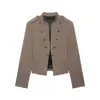 Ropa de Mujer al por Mayor Transfronteriza Estilo Europeo y Americano 2026 Primavera Nueva Moda Elegante Top Blazer Corto Abotonado