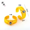 Anillo Sifeng de estilo antiguo medio con incrustaciones de diamantes y alambre trefilado, estilo chino, edición amplia, elegante, para mujer.