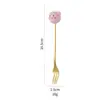 Cuchara Tenedor Acero Inoxidable Cruz Figura de Dibujos Animados Juego de Cuatro Piezas Set en Caja de Regalo Cuchara de Postre de Restaurante Tenedor de Fruta Vajilla