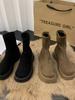 Botas Martin Elásticas de Suela Gruesa para Mujer Botas Delgadas Elegantes Famosas en Internet Otoño e Invierno 2024 Botas Cortas de Gamuza Versátiles y a la Moda con Forro Polar