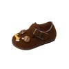 Zapatos de Moda de Cuero Gamuza Retro Color Marrón Maillard para Niñas 2025 Primavera y Otoño Nuevos Dibujos Animados Zapatos Birkenstock para Niños Grandes Zapatos Doudou