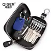 Bolsa de Chaveiro com Zíper de Grande Capacidade Gran para Homens Montada na Cintura Couro Genuíno Porta-Cartões Feminino Chaveiro Multifuncional Impermeável