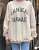 Sudadera de Cuello Redondo Estilo BM Otoño Nuevo HAWAII Letra Bordada para Mujer Chaqueta Holgada de Manga Larga